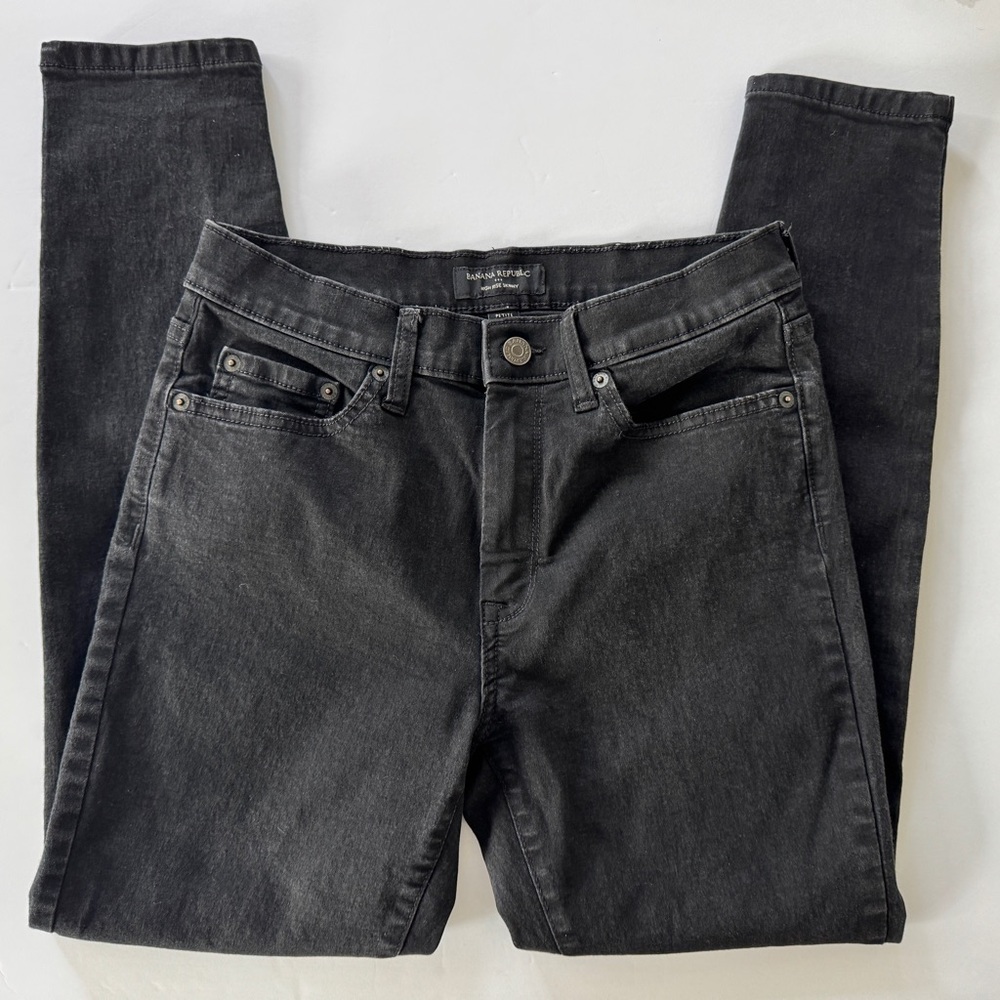 Banana Republic Womens Jeans 27/4 Petite Black Skinny High Rise Denim